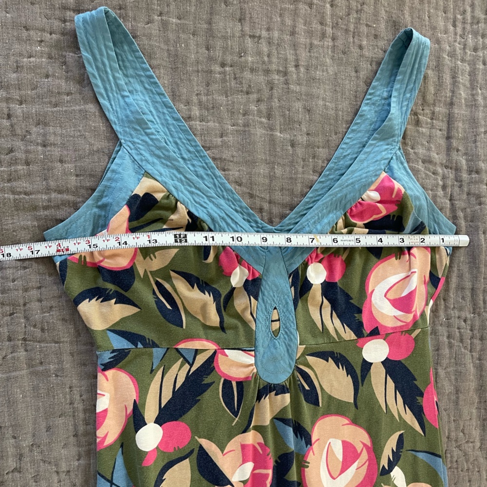 Boden Floral Maxi Dress Green Pink Cotton Blend Size 4 Reg Preppy Vintage - Picture 5 of 8